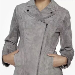 Isaac Mizrahi Women's Suede Gray Leather Jacket size 8